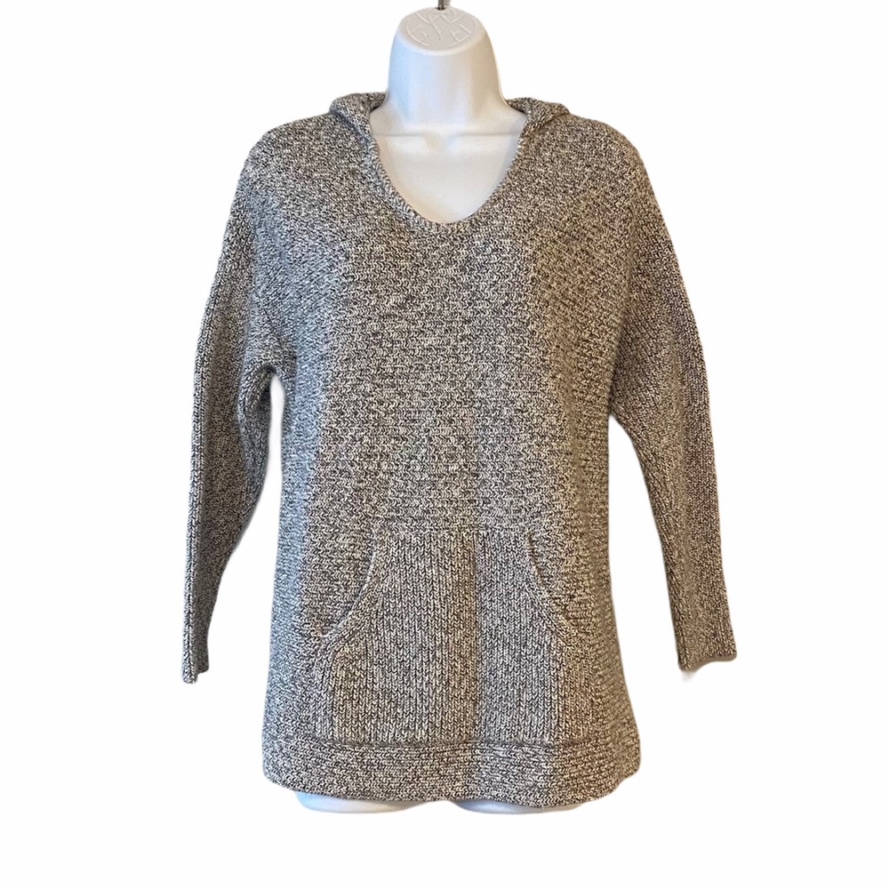 Pure Jill Hooded Knit sweater Gray Size M